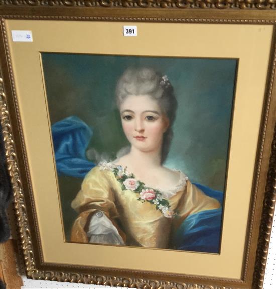 Pastel portrait of a lady in a gilt frame